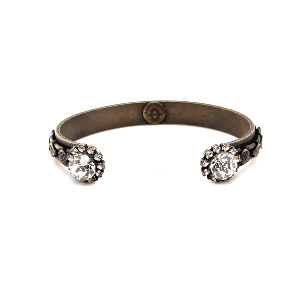 Loren Hope Antiqued Brass Crystal Open Cuff Bracelet Womens Jewelry